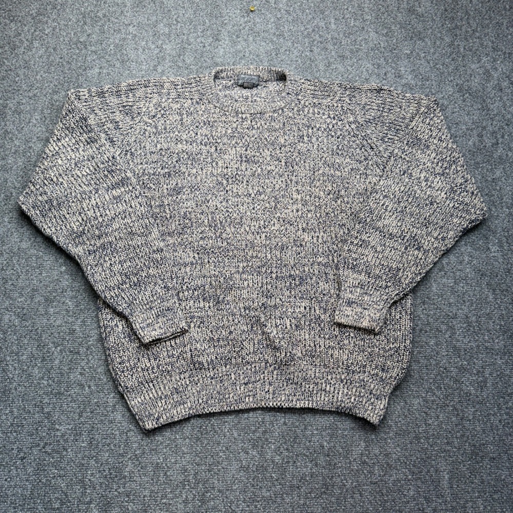 Lord & Taylor The Mans Shop Vintage Sweater Navy Cream‎ Marled Mens XL